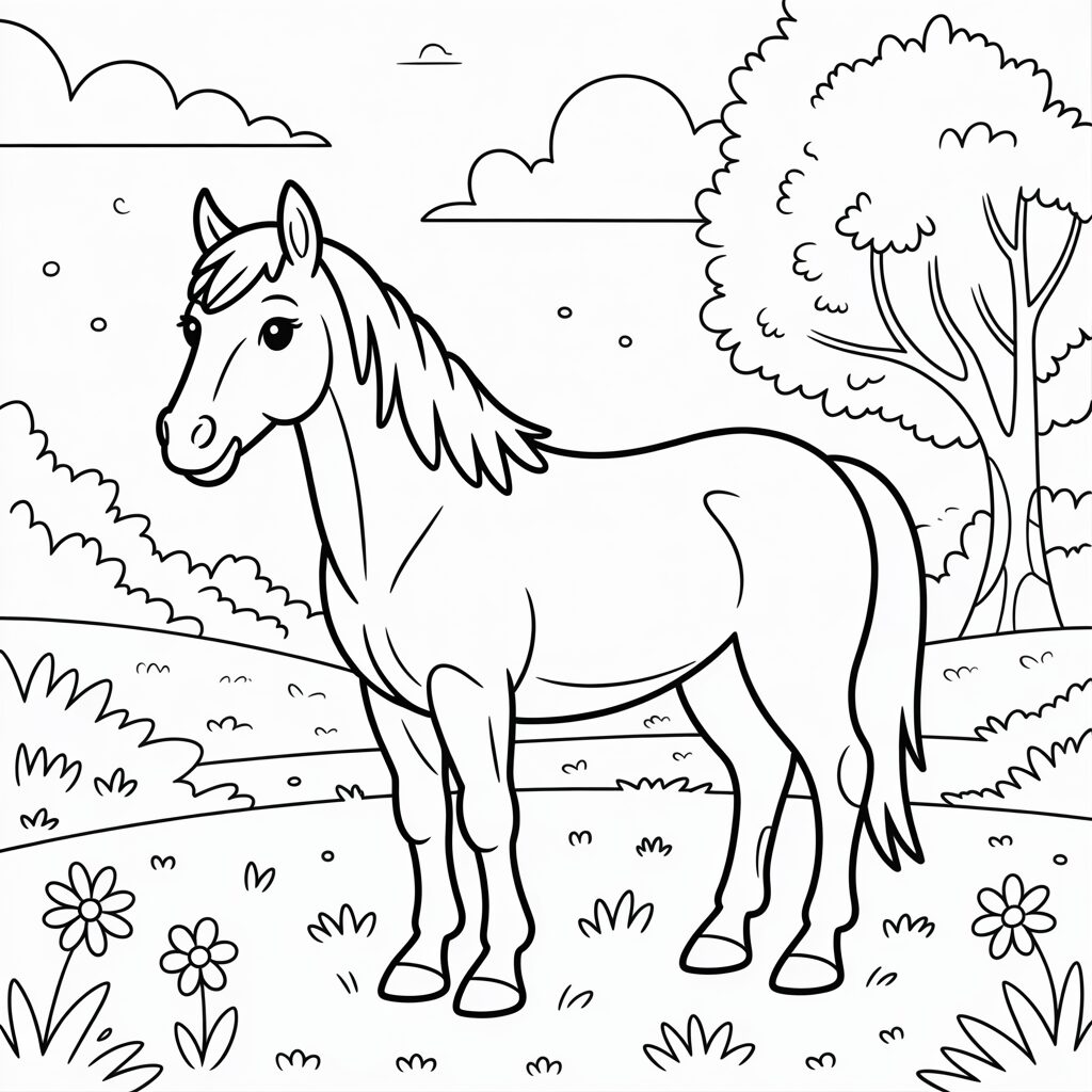 Pferd auf der Wiese zum Ausdrucken