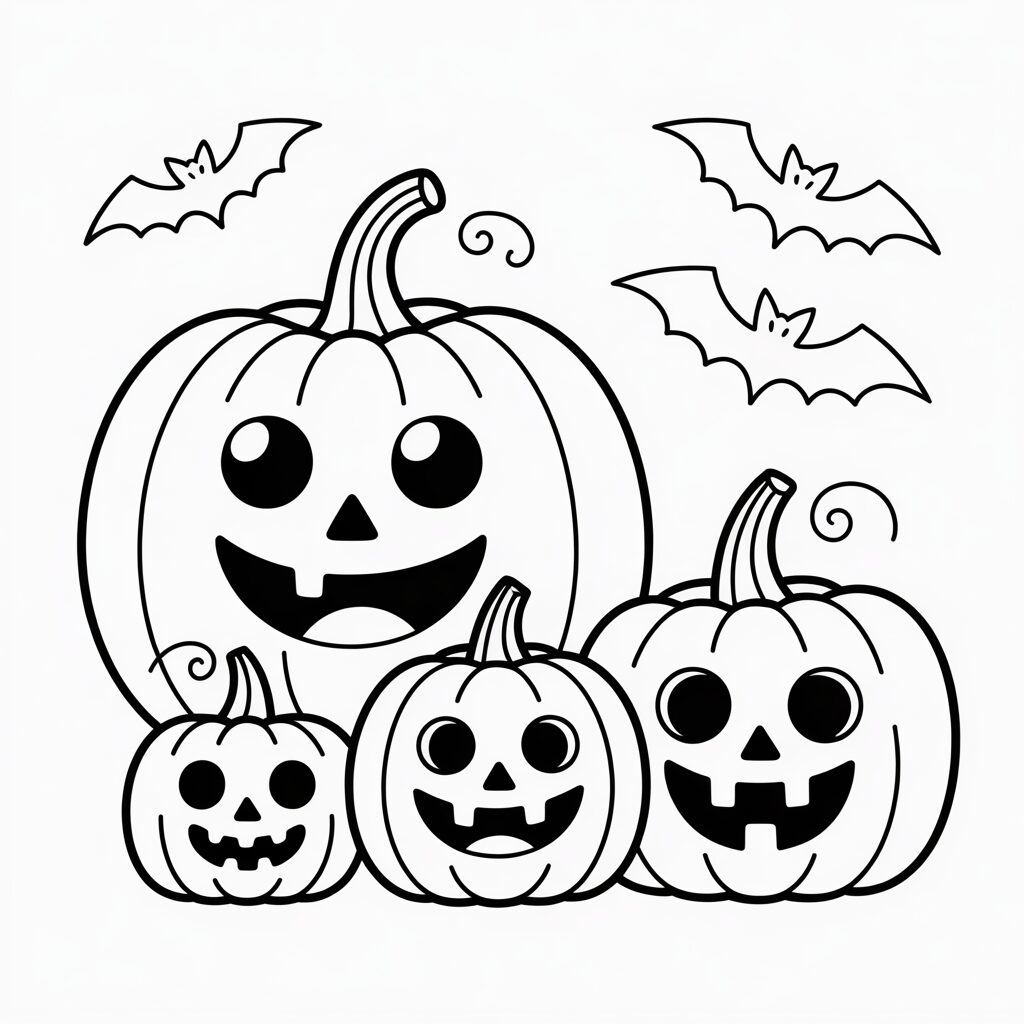 Kürbisfamilie Ausmalbild