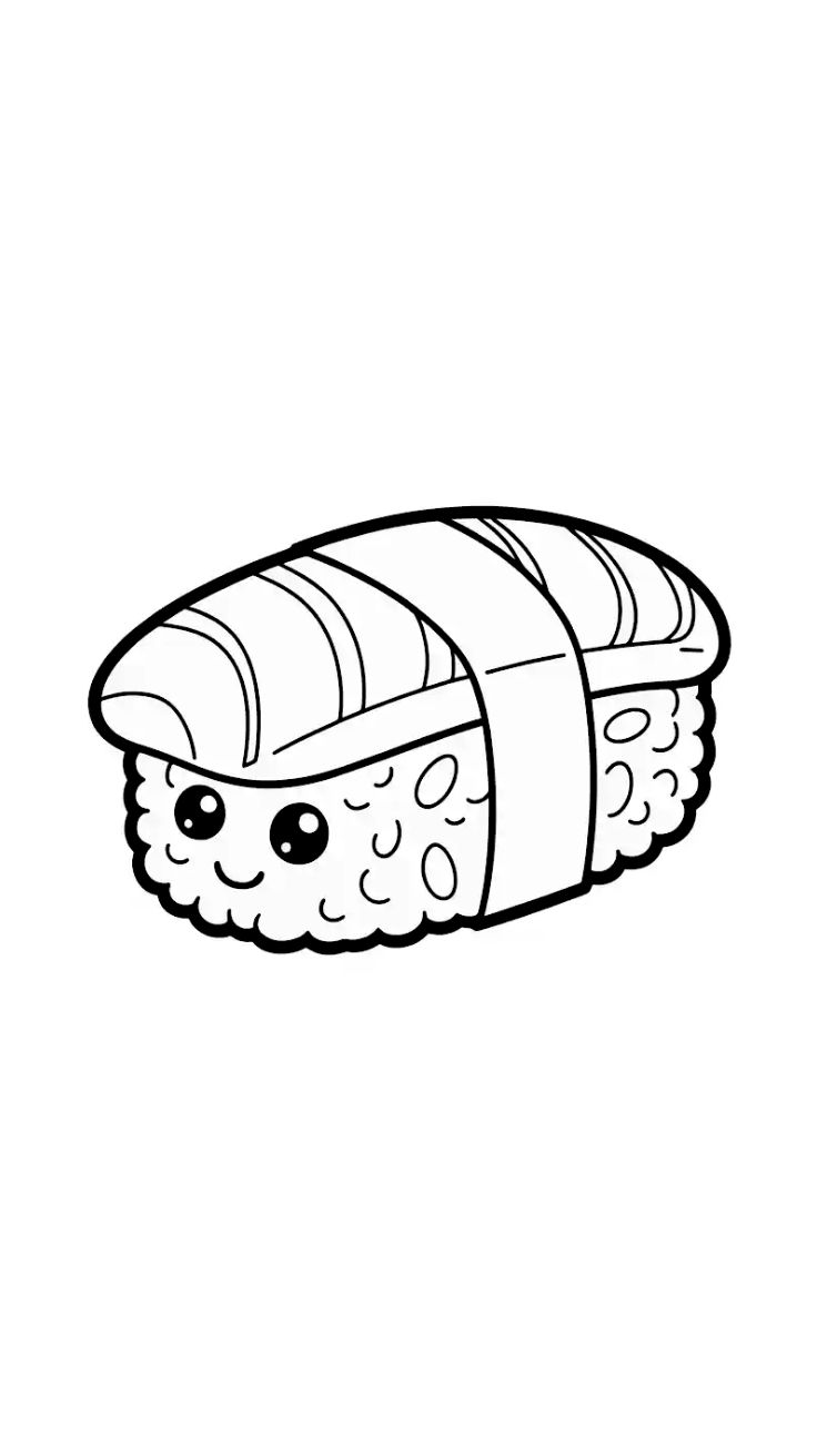 ausmalbilder sushi kawaii