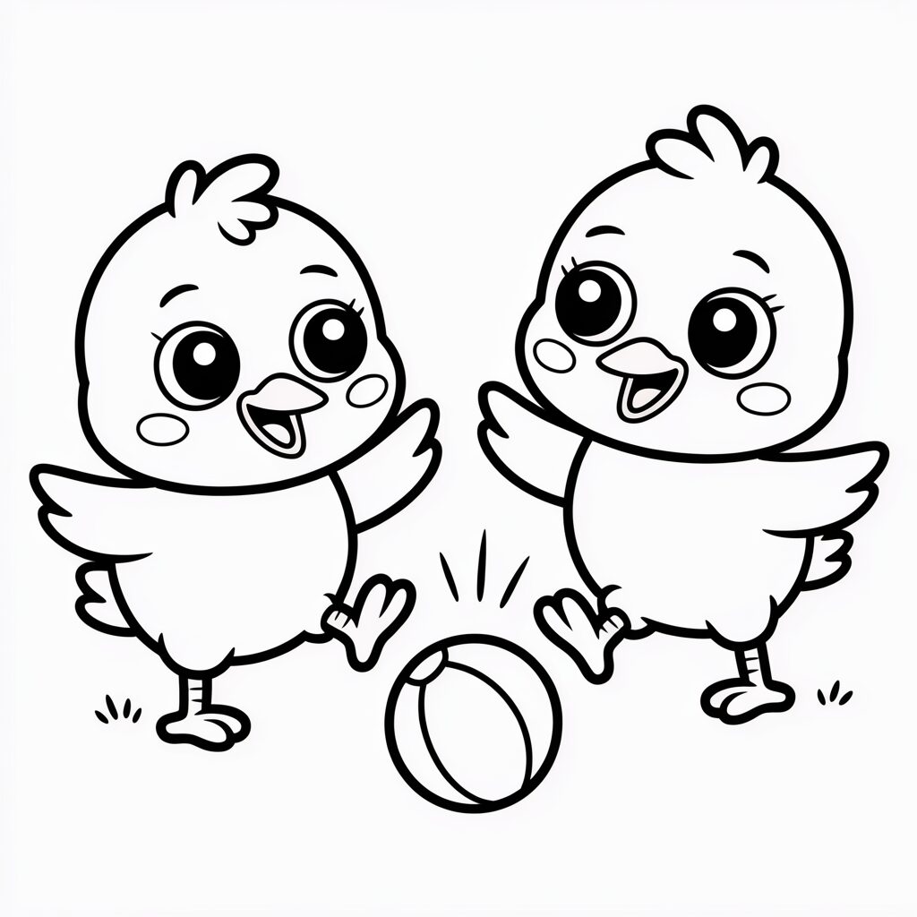 Ausmalbild Spielende Küken