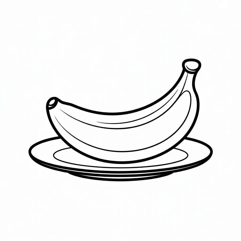 Banane auf dem Teller Ausmalbild jetzt gratis herunterladen