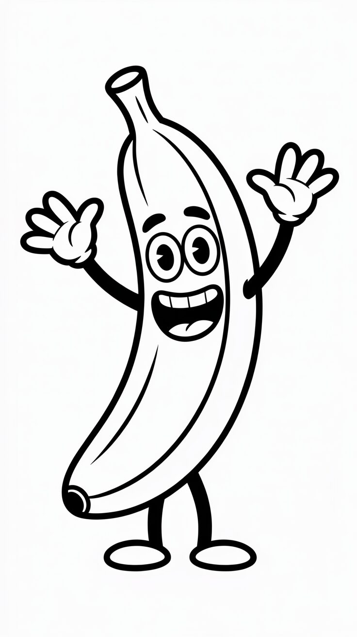 Bananen-Gesicht Ausmalbild für Kinder – jetzt kostenlos drucken