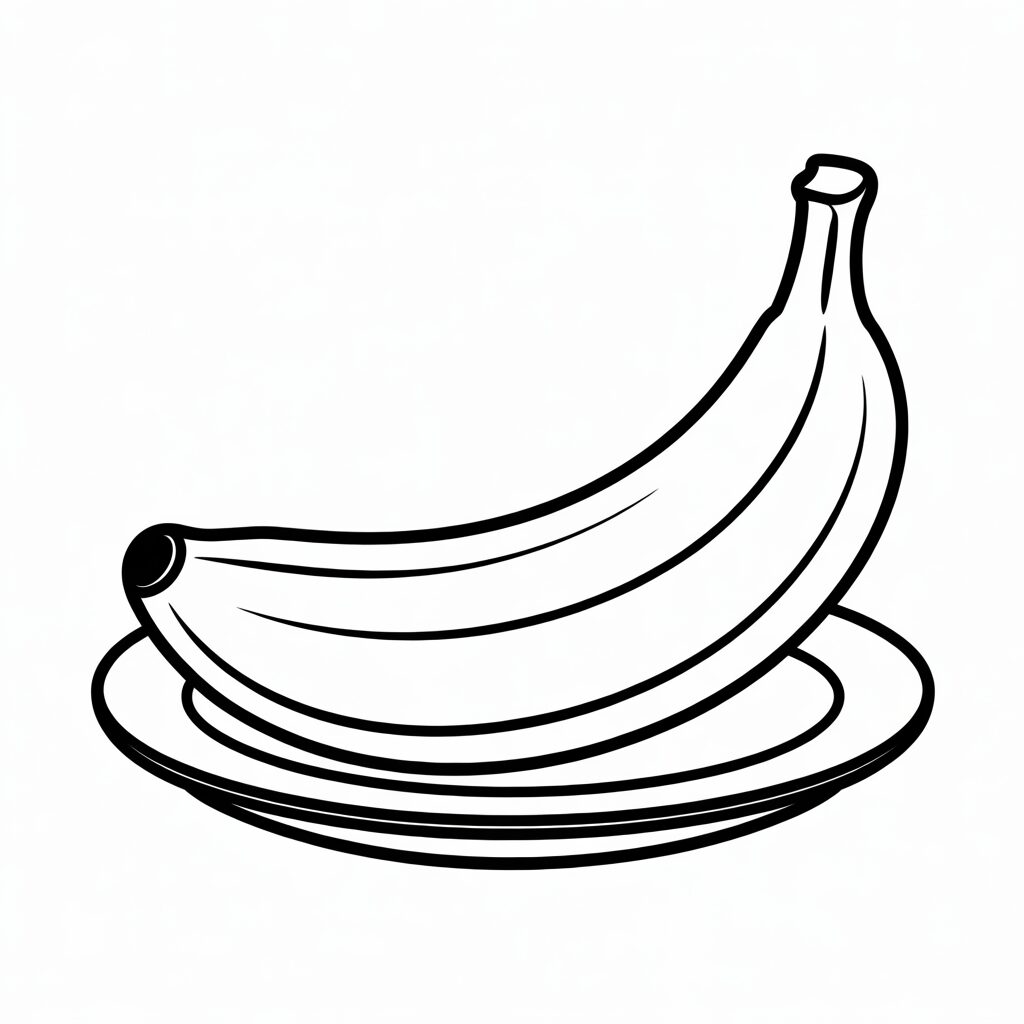 Gratis Download Einfache Bananen-Malvorlage für Kinder
