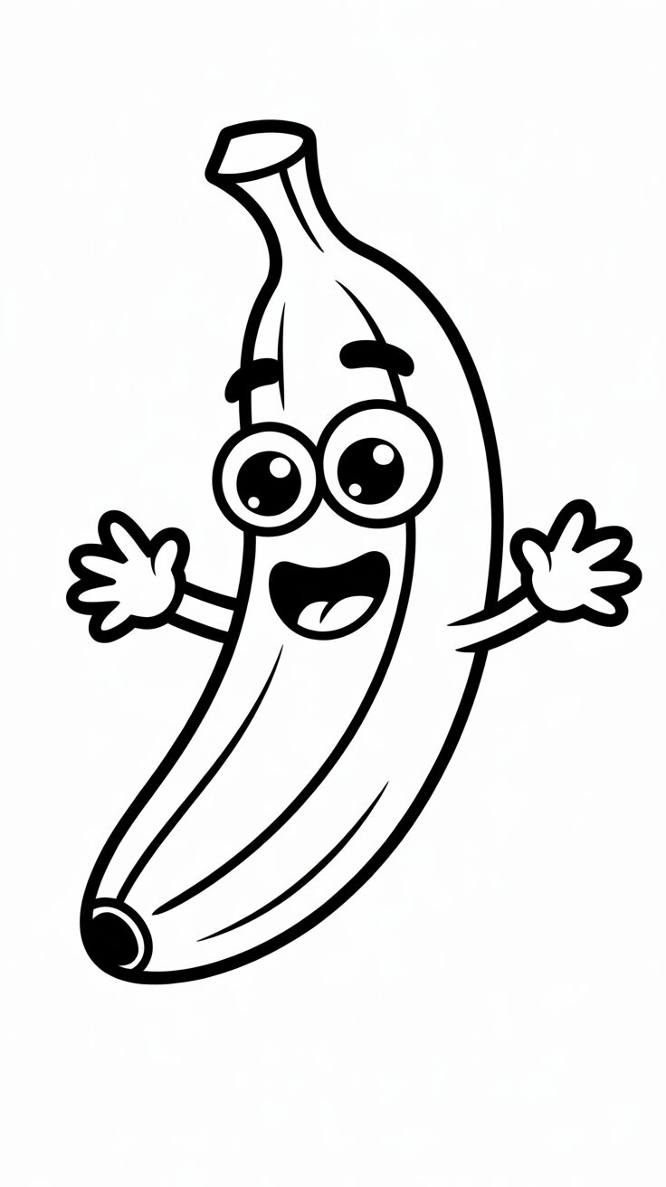 Lustiges Bananen-Gesicht – Malvorlage als gratis PDF