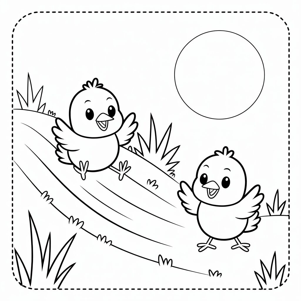Spielende Küken Ausmalbilder