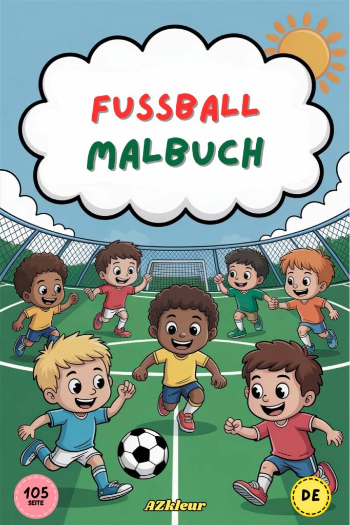 105 Seiten Fußball Malbuch