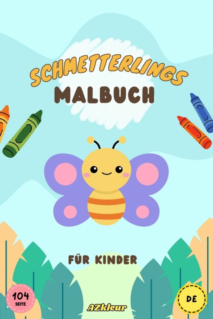 Schmetterlings Malbuch mit 104 Seiten