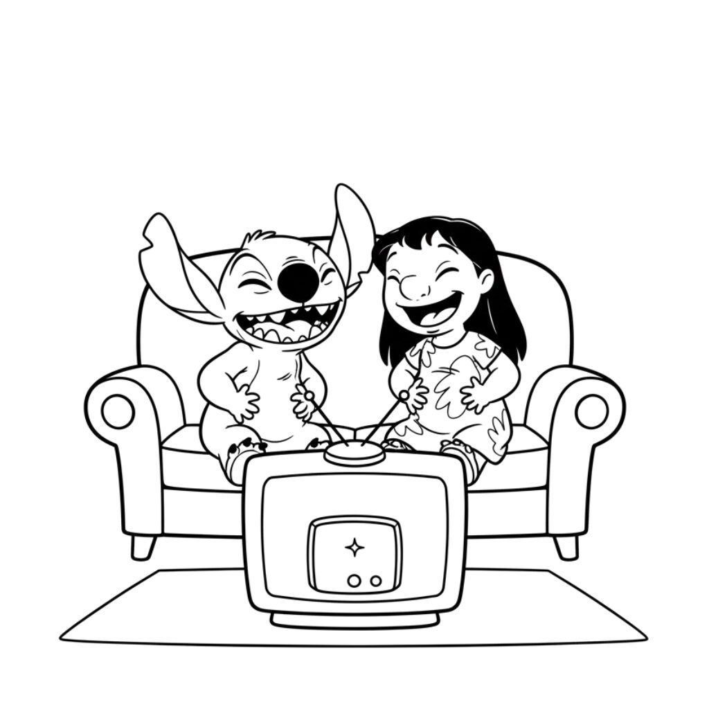 Lilo und Stitch Fernsehen Ausmalbild
