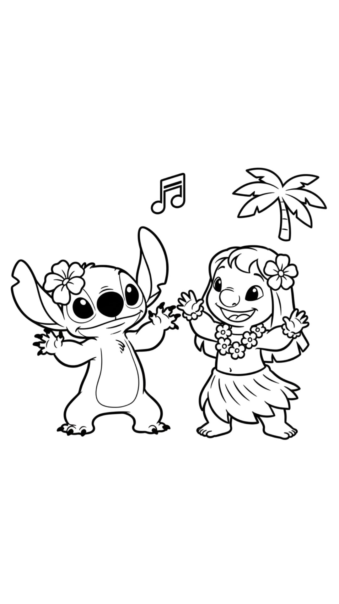 Stitch Hula-Tanz Ausmalbild