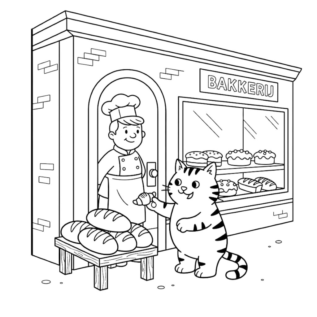 Dikkie Dik beim Bäcker Ausmalbild