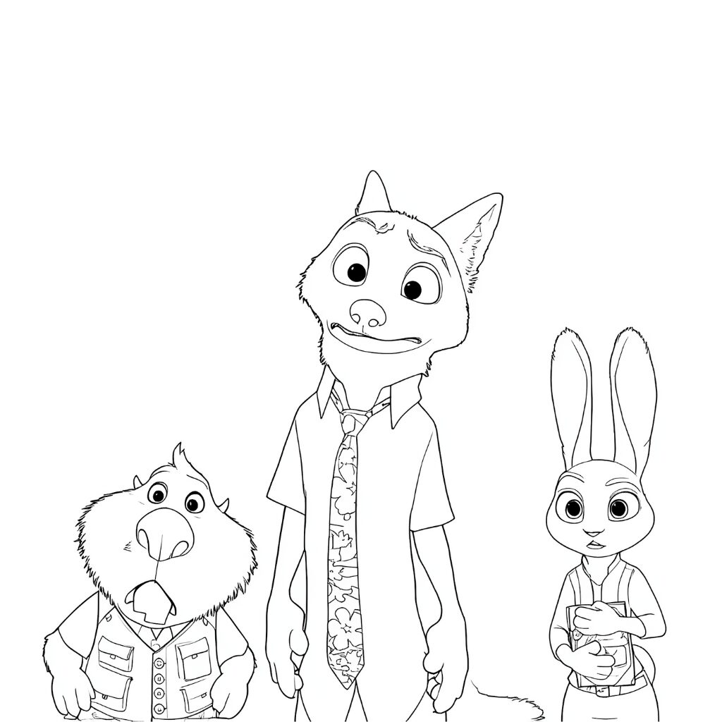 Nick, Judy und Nibbles stehen nebeneinander